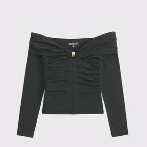Abercrombie & Fitch Dark Green Off-Shoulder Blouse